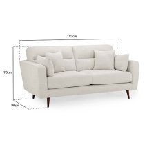 Zurich Fabric 3 Seater Sofa In Beige With Brown Wooden Legs