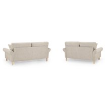 Fairfax Fabric 3+2 Seater Sofa Set In Beige With Oak Wooden Legs