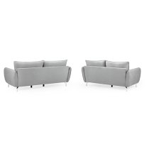 Lacey Fabric 3+2 Seater Sofa Set In Grey With Chrome Metal Legs