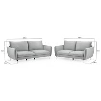 Lacey Fabric 3+2 Seater Sofa Set In Grey With Chrome Metal Legs