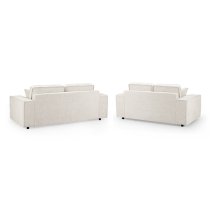 Mack Fabric 3+2 Seater Sofa Set In Cream With Black Wooden Feets