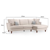 Beloit Fabric Right Hand Corner Sofa In Beige With Wooden Legs