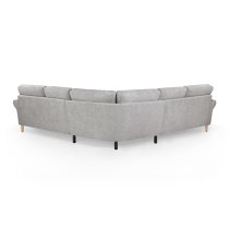 Fairfax Large Fabric Corner Sofa In Silver With Oak Wooden Legs