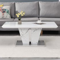 Memphis High Gloss Coffee Table In Vida Marble Effect Glass Top