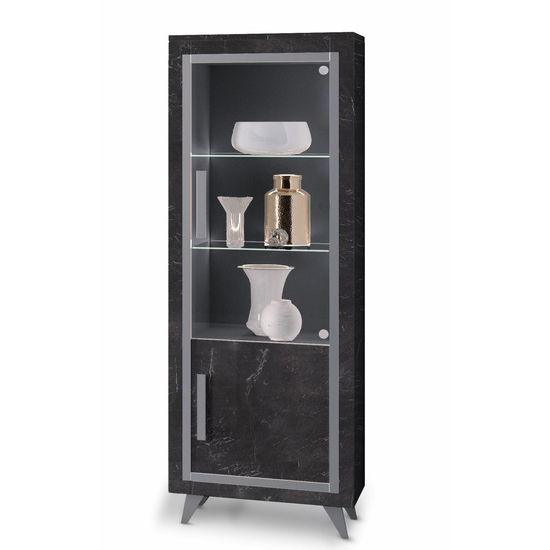 Sarver High Gloss Display Cabinet Left Hand 1 Door In Black LED