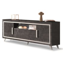 Sarver High Gloss Sideboard With 4 Doors In Black And LED