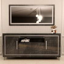 Sarver High Gloss Sideboard With 4 Doors In Black And LED