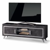 Sarver High Gloss TV Stand With 2 Doors In Black With LED