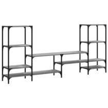 Beverley Wooden TV Stand With 8 Shelves In Grey Sonoma Oak