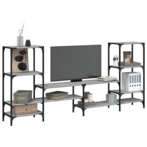 Beverley Wooden TV Stand With 8 Shelves In Grey Sonoma Oak