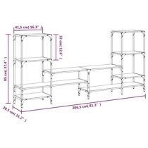 Beverley Wooden TV Stand With 8 Shelves In Grey Sonoma Oak