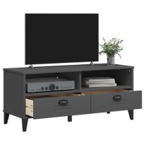 Harlow Wooden TV Stand With 2 drawers In Anthracite Grey