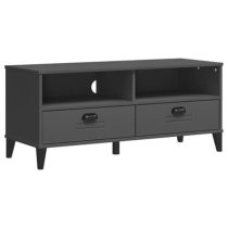 Harlow Wooden TV Stand With 2 drawers In Anthracite Grey