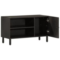 Kendal Wooden TV Stand With 2 Shelves In Black