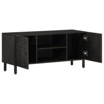 Matlock Wooden TV Stand With 2 Shelves and 2 Doors In Black