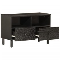 Eden Wooden TV Stand With 2 Shelves In Black