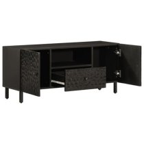 Buxton Wooden TV Stand With 2 Doors 1 Drawer In Black