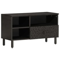 Buxton Wooden TV Stand With 3 Shelves In Black