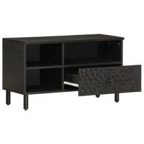 Buxton Wooden TV Stand With 3 Shelves In Black