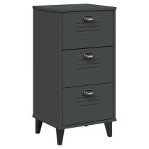 Hove Wooden Bedside Cabinet With 3 Drawers In Anthracite Grey