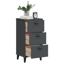 Hove Wooden Bedside Cabinet With 3 Drawers In Anthracite Grey