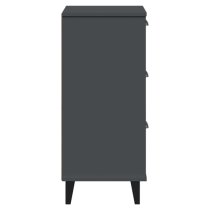 Hove Wooden Bedside Cabinet With 3 Drawers In Anthracite Grey