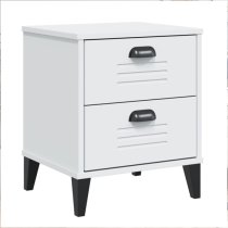 Hove Wooden Bedside Cabinet With 2 Drawers In White