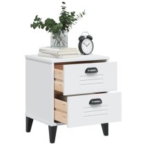 Hove Wooden Bedside Cabinet With 2 Drawers In White