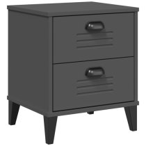 Hove Wooden Bedside Cabinet With 2 Drawers In Anthracite Grey