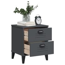 Hove Wooden Bedside Cabinet With 2 Drawers In Anthracite Grey