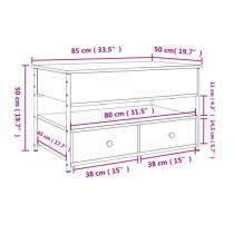 Chester Wooden Coffee Table Large With 2 Drawers In Grey Sonoma