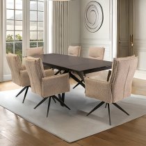 Beatty Extending Sintered Stone Dining Table In Vik Dark Grey