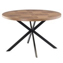 Cadott Wooden Dining Table Round In Medium Oak Veneer