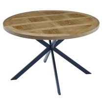 Cadott Wooden Dining Table Round In Medium Oak Veneer