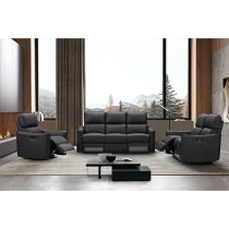 Carlton Faux Leather Electric Recliner Armchair In Black