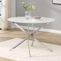 Daytona Round Diva Glass Dining Table 4 Symphony Grey White Chairs