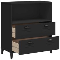 Widnes Wooden Bookcase With 2 Drawers In Black