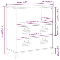 Widnes Wooden Bookcase With 2 Drawers In Black