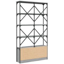 Keswick Wooden Bookcase With Metal Frame In Grey Sonoma