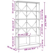 Keswick Wooden Bookcase With Metal Frame In Grey Sonoma