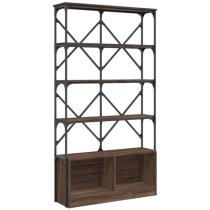 Keswick Wooden Bookcase With Metal Frame In Brown Oak