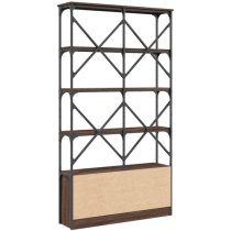 Keswick Wooden Bookcase With Metal Frame In Brown Oak