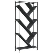 Looe Wooden Bookcase With Metal Frame In Black