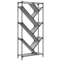 Looe Wooden Bookcase With Metal Frame In Grey Sonoma