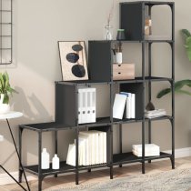 Belper Wooden Bookcase With 10 Shelves In Black