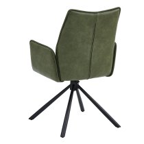 Galena Faux Leather Dining Armchair In Green With Black Legs