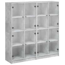 Penrith Wooden Bookcase With 16 Shelves In Concrete Grey