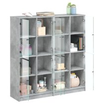 Penrith Wooden Bookcase With 16 Shelves In Concrete Grey