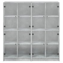 Penrith Wooden Bookcase With 16 Shelves In Concrete Grey