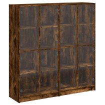 Penrith Wooden Bookcase With 16 Shelves In Smoked Oak